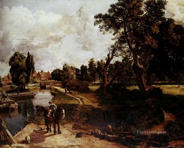Flatford Mill Romantic landscape John Constable stream Oil Paintings